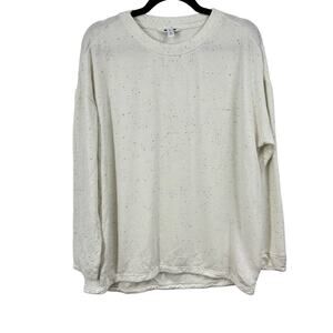 Three Dots Ivory Confetti Speckled Pullover‎ Top Medium